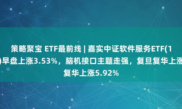 策略聚宝 ETF最前线 | 嘉实中证软件服务ETF(159852)早盘上涨3.53%，脑机接口主题走强，复旦复华上涨5.92%
