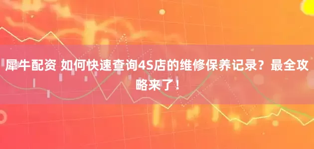 犀牛配资 如何快速查询4S店的维修保养记录？最全攻略来了！